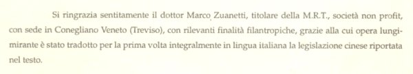 Il diritto di Famiglia in Cina - Ringraziamenti